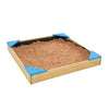 Bac a sable bois avec bache de fond et couverture de protection tp toys 90 x 90 x 12 cm