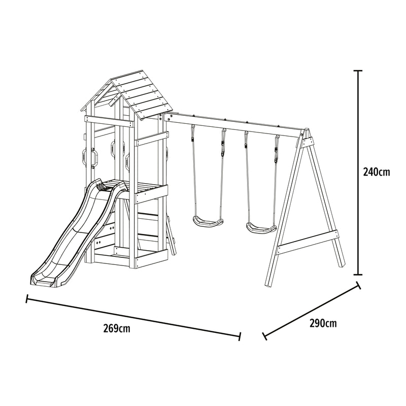 Schéma montrant les dimensions de l'aire de jeux.