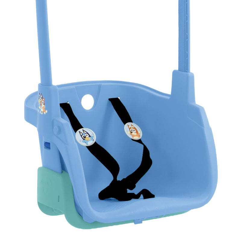 Quadpod Bluey balançoire 4-en-1 pour enfants sans la barre en T, montrant sa conception modulable.