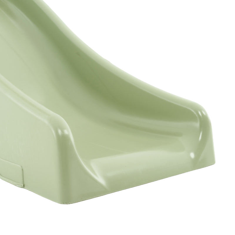 Détail de l’extrémité de la glissière vert kaki.