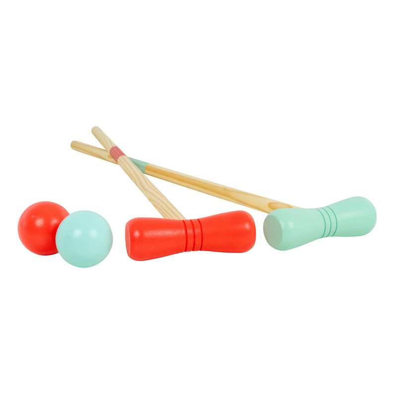 Jeu De Croquet Extérieur En Bois Pour 4 Joueurs - Divertissement Familial En Plein Air