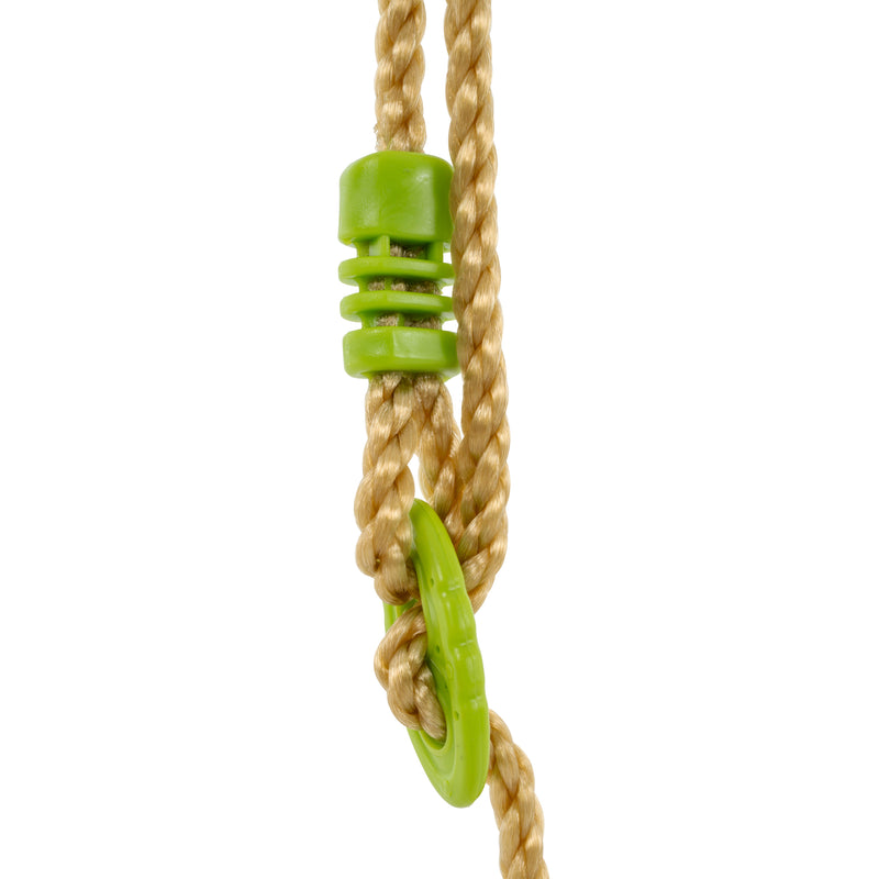 Détail des cordes robustes du trapèze en métal TP Toys, assurant sécurité et durabilité.