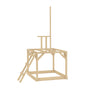Plateforme en bois pour maisonnette modulable pour enfant, avec échelle d’accès et structure surélevée.