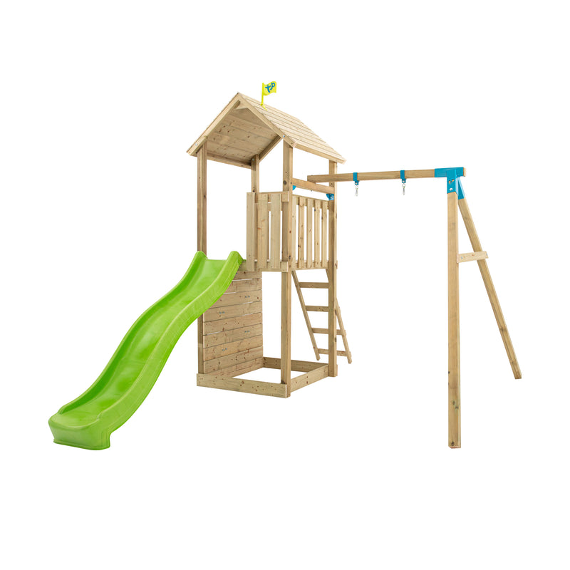 Structure du portique fixée à la tour, offrant des possibilités de jeu en extérieur.