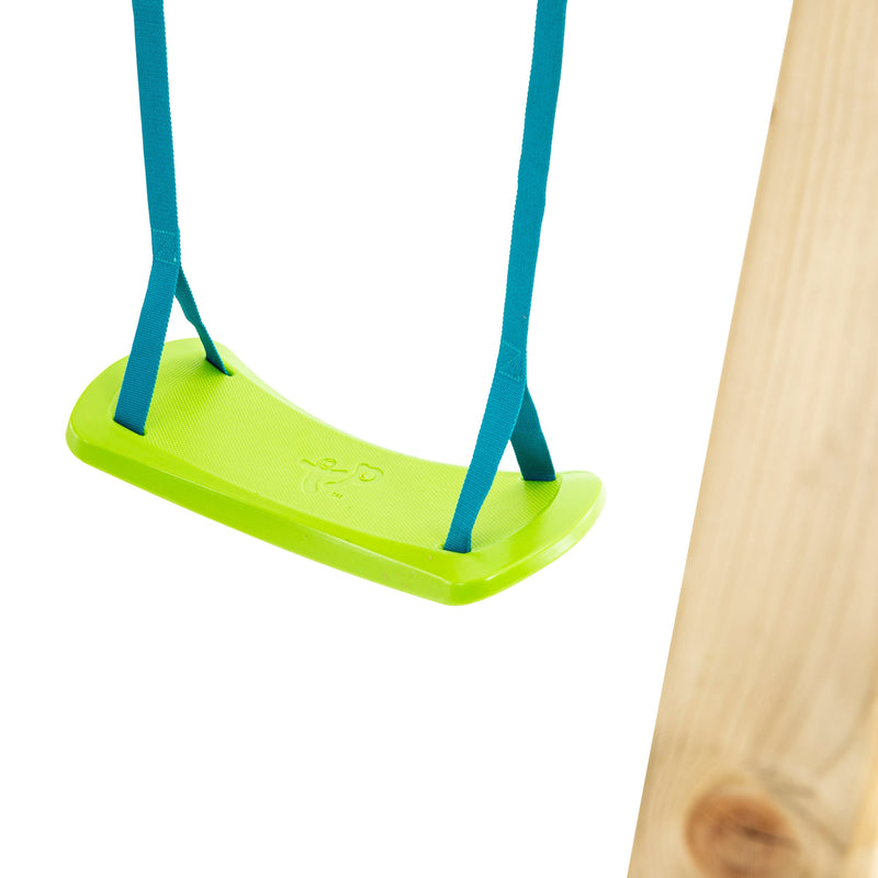 Détail du siège de la balançoire pour enfant de l’aire de jeux Skywood.