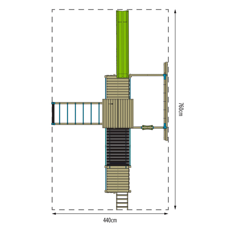 Schéma montrant les dimensions de l'aire de jeux.