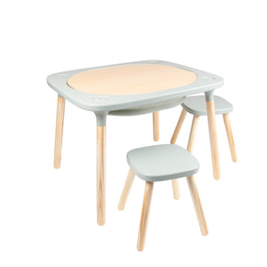 Table de jeux 4 en 1 Montessori avec deux tabourets en bois FSC®