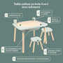 Table de jeux 4 en 1 Montessori avec deux tabourets en bois FSC®
