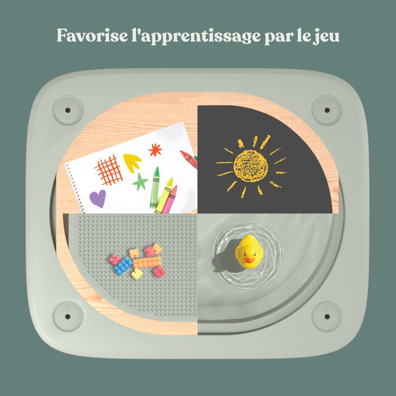Table de jeux 4 en 1 Montessori avec deux tabourets en bois FSC®