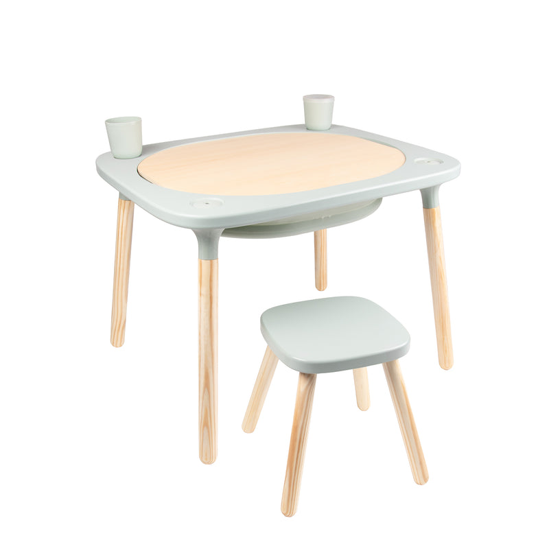 Table de jeux 4 en 1 Montessori avec tabouret en bois FSC®