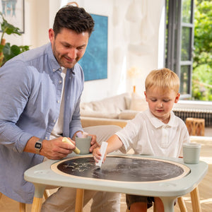 Table de jeux 4 en 1 Montessori avec tabouret en bois FSC®