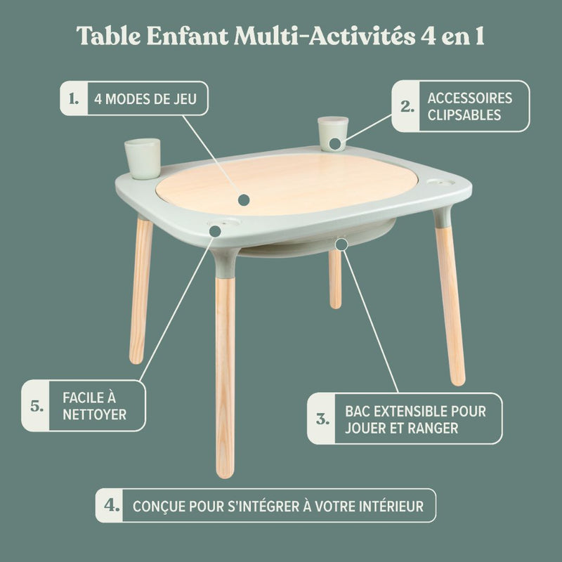 Table de jeux 4 en 1 Montessori en bois FSC®