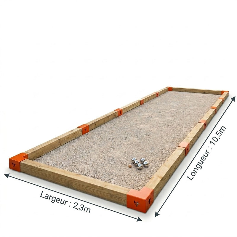 Terrain de pétanque en kit bois FSC - 10 x 2 m