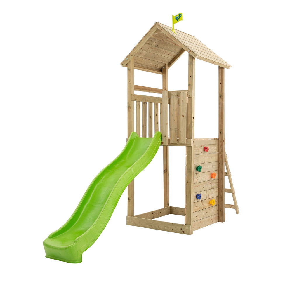 Tour de jeux SKYWOOD plateforme - toboggan - bac à sable - mur d'escalade - bois FSC® h270 cm