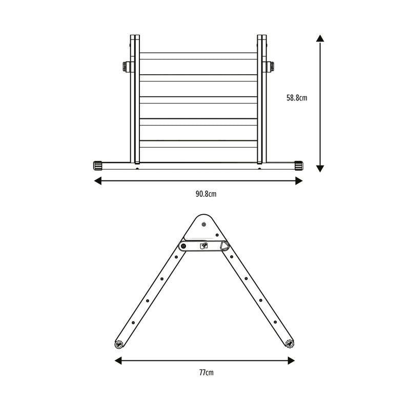Schéma illustrant les dimensions du triangle d’escalade pour enfants.