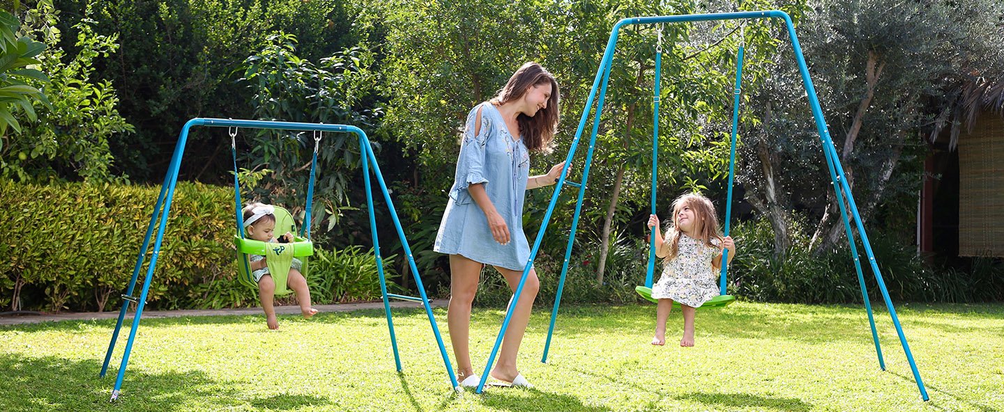 Portique Balançoire 2-en-1 Acier - Avec Fauteuil Bébé Et Balançoire - Évolutif Hauteur 129-192 Cm - Kit Ancrage