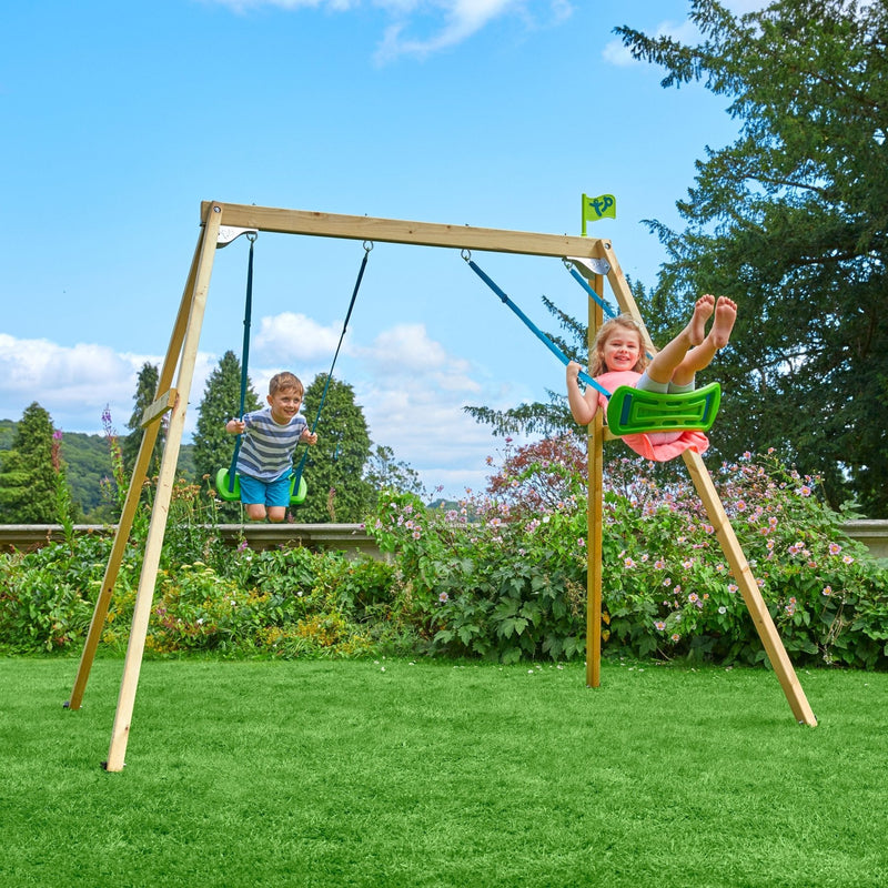 Portique ACACIA 2 balançoires - kit d'ancrage - bois carré FSC® h243 cm Portique ACACIA 2 balançoires - kit d'ancrage - bois carré FSC® h243 cm